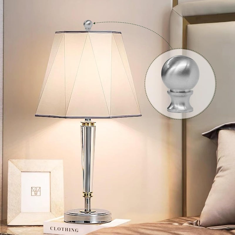 EMNOOTI Ball Lamp Finial Cap Knob for Lamp Shade Top,Solid Lamp Finial Caps,Heavy Brushed Nickel Top Screw Finial for Table or Floor Lamps,1/4-27 Inch Threaded Base Connect to Lamp Harp (Silver / 2-Pack) - Image 5